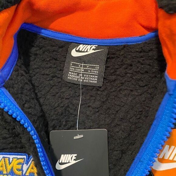 Nike Toddler Just Do It “Patches” Sherpa Pullover Jacket Boys size 4 New - Picture 6 of 9